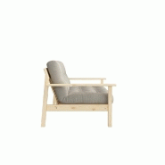 Canapé convertible futon UNWIND en pin naturel - Coloris lin - Couchage 130 x 190 cm - Style scandinave_2