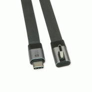 ROLINE Câble USB4 2.0 plat, C–C, M/M, un côté coudé à 90°, 8K UHD-2, 80Gbit/s, 240W, noir, 0,8 m_2