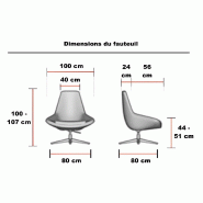 Fauteuil Lounge pivotant Storn - Mobel linea. - Bleu, Haut_2