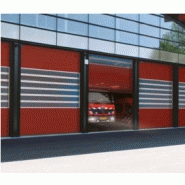 Porte sectionnelle industrielle Helix / S600 - automatique, repliable en plafond, vitrée, en panneaux sandwich avec portillon et isolation thermique_2