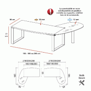 Bureau de direction X time Ring avec convivialité en verre - Quadrifoglio - 219, Alu, Orme, Gauche_2