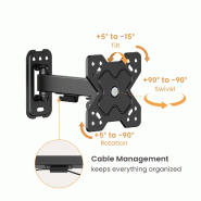 ROLINE Bras TV mural pivotant, 2 axes, 13-32 pouces, jusqu'à 20 kg_2