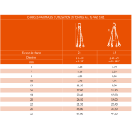 Élingue chaîne de levage 3 et 4 brins en acier grade 80 - REF : 23150X - capacité 1,70t à 67t_2
