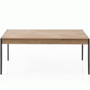 Table basse Gennevilliers 102 x 73 cm - Plateau chêne noueux massif huilé - Pied métal noir laqué_2