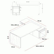 Bureau de manager Sile avec meuble intégré - Bralco - Non, 208, Noyer, Oui, Droite