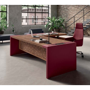 Bureau de direction E10 - Esthétique moderne et traditionnel, plateau en bois plaqué et options cuir_2