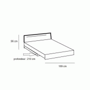 Lit design DELSON avec tiroir 180x200 cm - Chêne vieilli et graphite - Éclairage tête de lit inclus_2