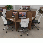 Bureau pour call center 7 places forme marguerite - acacia foncé_2