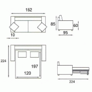 Canapé convertible express Dandy - Matelas 120 cm comfort Bultex® - Mono assise capitonnée - Tweed bleu azur_2