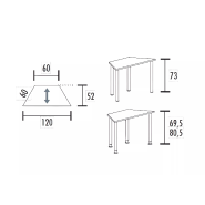 Table polyvalente trapézoïdale hauteur fixe ou réglable en hauteur So Granada_2