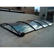 Abri piscine bas SCORPIUS - Trappe XXL+ pour activités aquatiques par tous les temps - Sans rails au sol_2