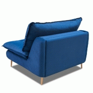 Fauteuil lit convertible express Lisbonne 70cm - sommier à lattes, matelas 13cm, velours bleu_2