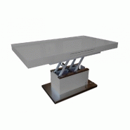 Table basse relevable extensible Setup taupe - fabrication française - acier chromé et bois laqué_2