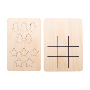 Jeu de morpions de Noël - contreplaqué de bouleau - étoile et sapin de Noël - 10 jetons et plateau inclus_2