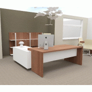 Bureau d'angle T45 avec desserte - Quadrifoglio - 212, Droite, Noyer Canaletto et blanc_2