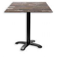 Table de restaurant Bazila - bois avec piétement noir en fonte - plateaux carrés ou ronds sur mesure_2