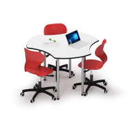 Table d'école Trisix - Structure métallique et finition blanche - Pieds réglables_2