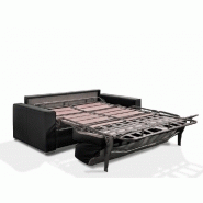 Canapé convertible express Premium 140 cm - Sommier à lattes Renatonisi - Matelas Bultex - Cuir vachette noir_2