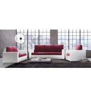 Canapé fixe ALTUS 2 places bi-matière prune et blanc - design moderne et confortable_2