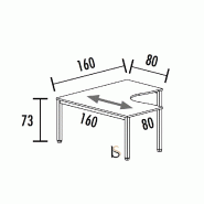 Bureau d'angle 90° Tempo- Mobel Linea. - Argent Ral 9006, Acacia foncé, Oui, 160 x 160 cm_2