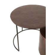 Lot de 2 tables gigognes rondes marron - Aluminium et fer - Style rétro antique_2