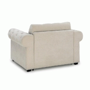 Fauteuil Chesterfield convertible express - couchage 70 cm - matelas 16 cm - microfibre écru_2
