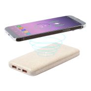 Power bank écologique en paille de blé - 8000 mAh avec chargeur rapide sans fil 10W et ports USB-C_2