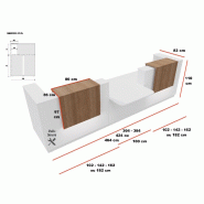 Bureau d'accueil Delta Plus pour 2, accès PMR - Mobel Linea - Blanc, 424, Acacia foncé, Banque d'accueil avec réhausses sans LED_2