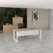 Bureau droit individuel Star - Mobel Linea - Blanc 9010, 180, Chêne moyen , Oui_0