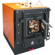 Chaudière à bois équipée d'une double porte de façade