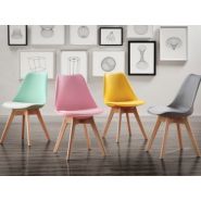 Chaise de restaurant - Design scandinave en bois de hêtre, coque en polyuréthane et coussin en simili cuir_2