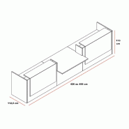 Grande banque d'accueil Z2 finition coloris bois - Officity - Blanc mat, Wengé, 466_2