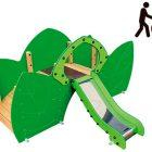 Jeu feuille 1 à 6 ans - Aire de jeux inclusif en bois traité autoclave - Toboggan et surface d'impact de 21,82 m2_2