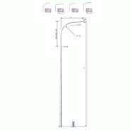 Mât d'éclairage public cylindro-conique adagio rch / hauteur 8 - 12 m / en acier / diamètre 60 mm / diamètre base 160 - 216 mm_2