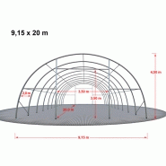 Tunnel de stockage fermé - structure en acier galvanisé - couverture en PVC vert foncé - 20 x 9,15 x 4,5 m - porte et fenêtre incluses_2