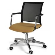 Passo - Chaise de bureau ergonomique - Sitis - Base en acier et polyester - Dossier résille noire - Piètement aluminium poli_2