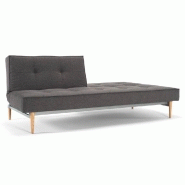 Innovation Living - Canapé-lit Splitback Styletto avec pieds en chêne naturel - Convertible 115x210 cm - Tissu Flashtex Dark Grey_2
