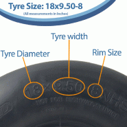 18x9.50-8 Smooth Lawnmower Tyres 4-ply Tubeless P607 Pattern 425kgs (Set of 3)_2