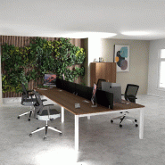 Bench 4 personnes Tempo - Mobel linea - Blanc 9010, Acacia foncé, 360_0
