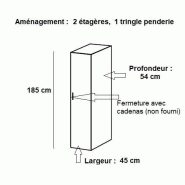 Colonne de rangement LUND - Chêne naturel - 45 x 54 cm - 1 porte, 2 étagères, tringle penderie_2