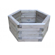 Jardinière hexagonale en bois - Pin du Nord rouge de Finlande - Ø 100 x H 40 cm - Traitement autoclave classe IV_2