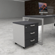 Caisson mobile 3 tiroirs classiques bicolore - MobelLinea - Gris anthracite, Gris aluminium_2