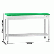 Table inox de découpe avec plan vert - Profondeur 600 mm | Ggm - 1400_2