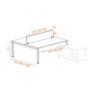 Bureau bench 2 personnes akka sur crédences avec cloisonnette_2