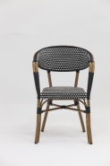 Fauteuil de terrasse Marcel - tressage noir et blanc - aluminium traité - empilable et léger_2