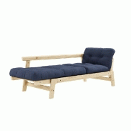 Banquette convertible futon STEP en pin massif - Coloris marine - Couchage 70x200 cm - Design élégant et modulable_2