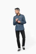Chemise de travail denim manches longues - Réf : K519 - Kariban - 100% coton - Aspect vieilli unique_2
