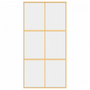 Vidaxl porte coulissante doré 102,5x205cm verre esg clair et aluminium 155156_2