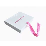 Boîte cadeau pliable brillante blanche - fermeture ruban - semelle intérieure - Zeal-X Packing - 195*140*45mm_2