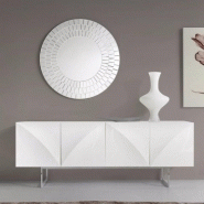 Buffet BARG blanc brillant - Design contemporain avec 4 portes en relief 3D_2